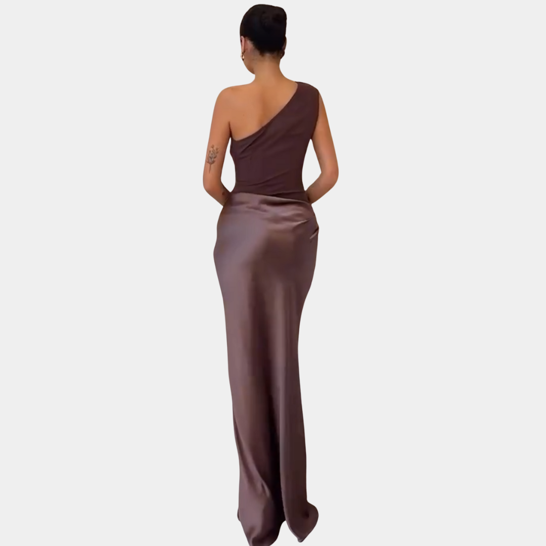 Murphy Mode | One Shoulder Satin Maxi Dress for Women
