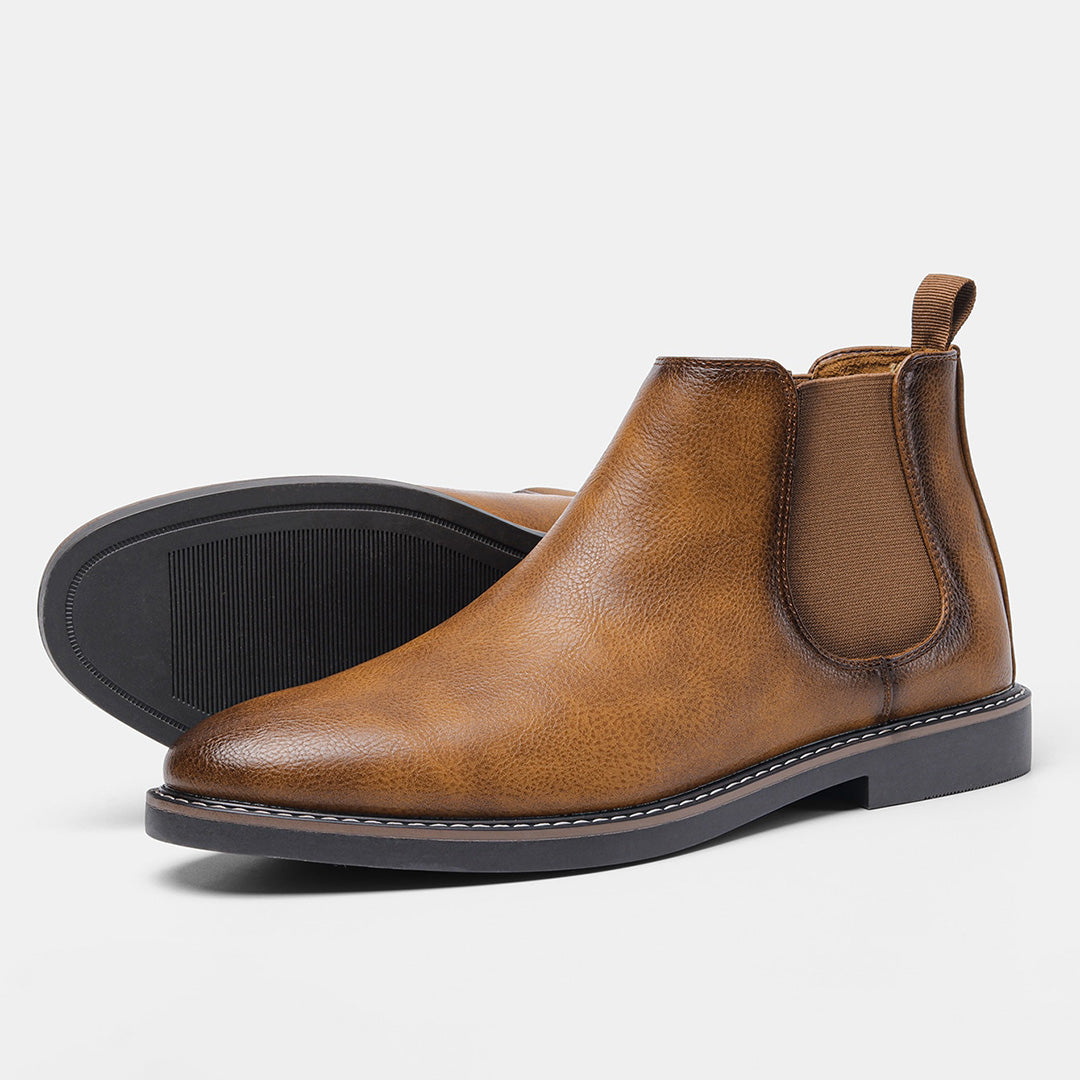 MurphyMode| Chelsea Boots Men Brown Leather Ankle Smart Casual