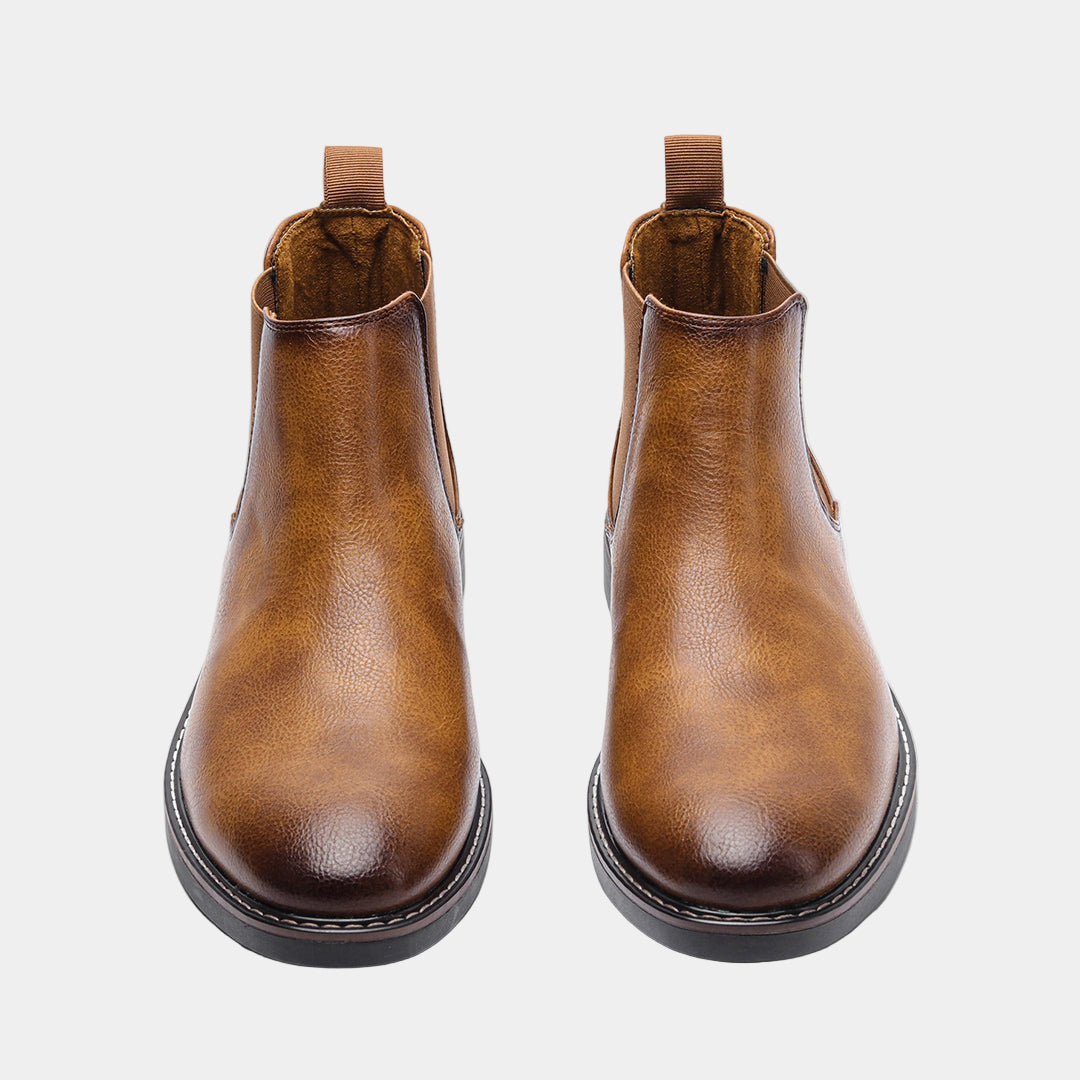 MurphyMode| Chelsea Boots Men Brown Leather Ankle Smart Casual