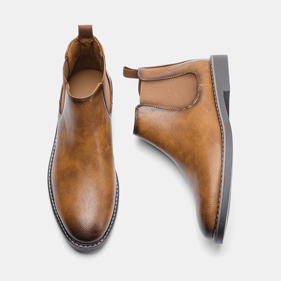 MurphyMode| Chelsea Boots Men Brown Leather Ankle Smart Casual