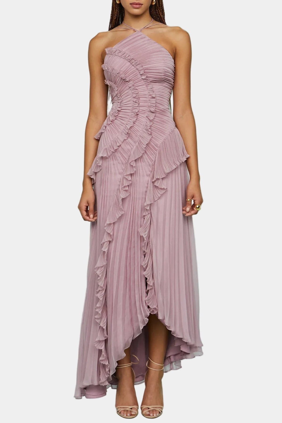 Murphy Mode | Halter Neck Pleated Maxi Dress for Women