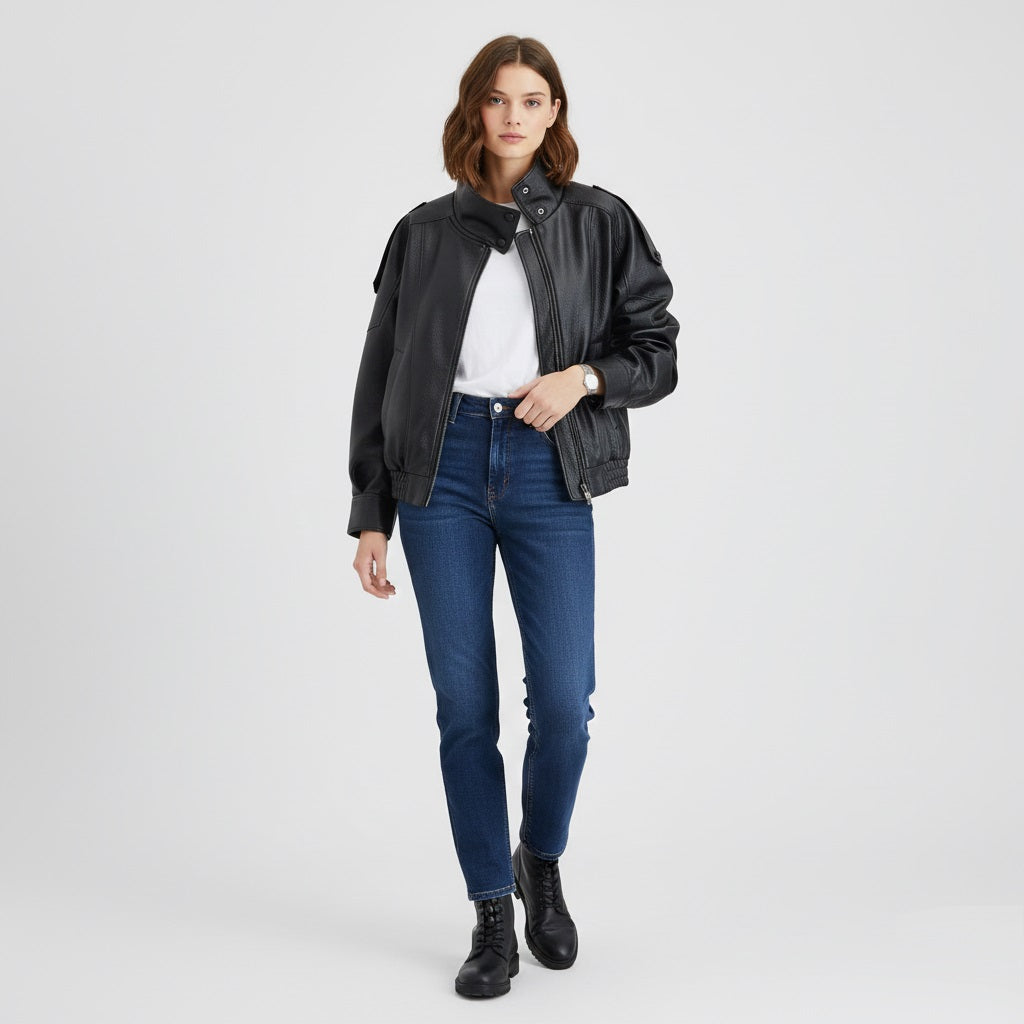 Murphy Mode | Black Faux Leather Jacket Women