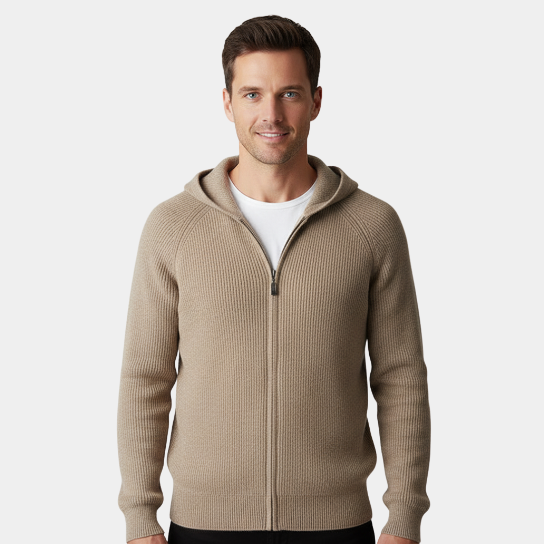 MurphyMode | Zip Up Cardigan Men Wool Shawl Collar Knit Full Zip