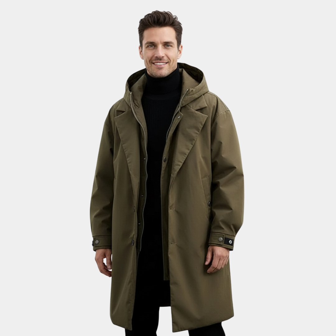 Murphy Mode | Men’s Mid-Length Hooded Trench Coat