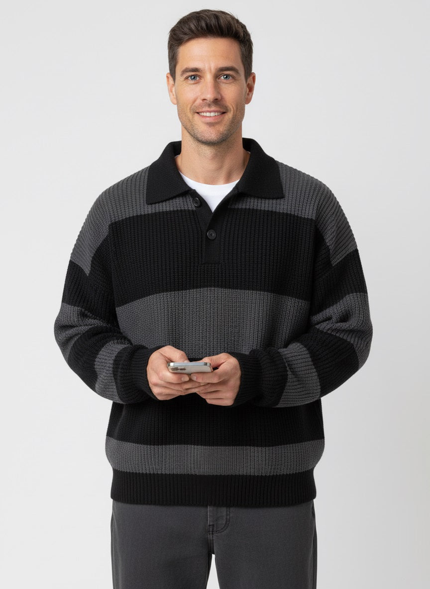 Murphy Mode | Men’s Striped Polo Sweater
