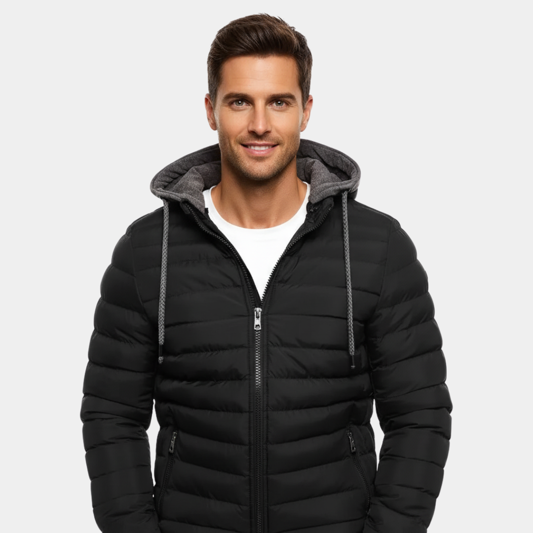 MurphyMode| Puffer Jacket Men Quilted Hooded Lightweight Padded