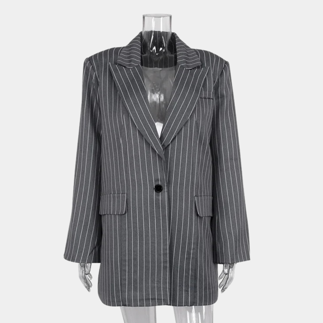 Pinstripe Blazer and Skirt Set Women