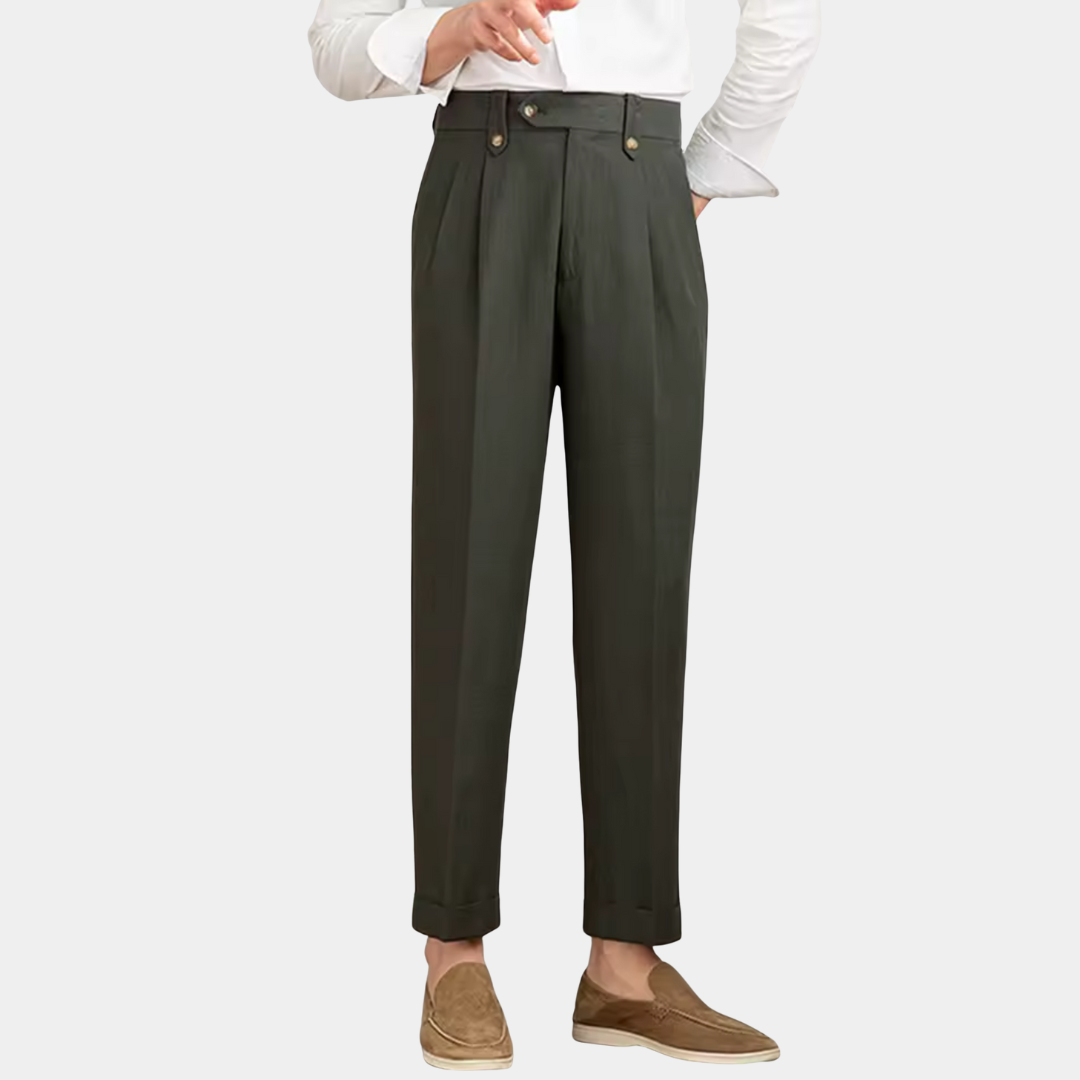 Straight Leg Pleated Trousers Men