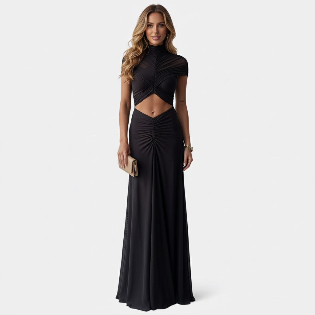 Murphy Mode | Halter Neck Pleated Maxi Dress for Women
