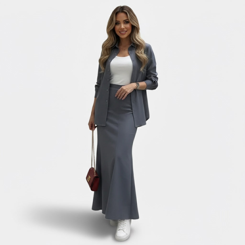 Murphy Mode | Women’s Long-Sleeve Shirt & High-Waist Skirt Set