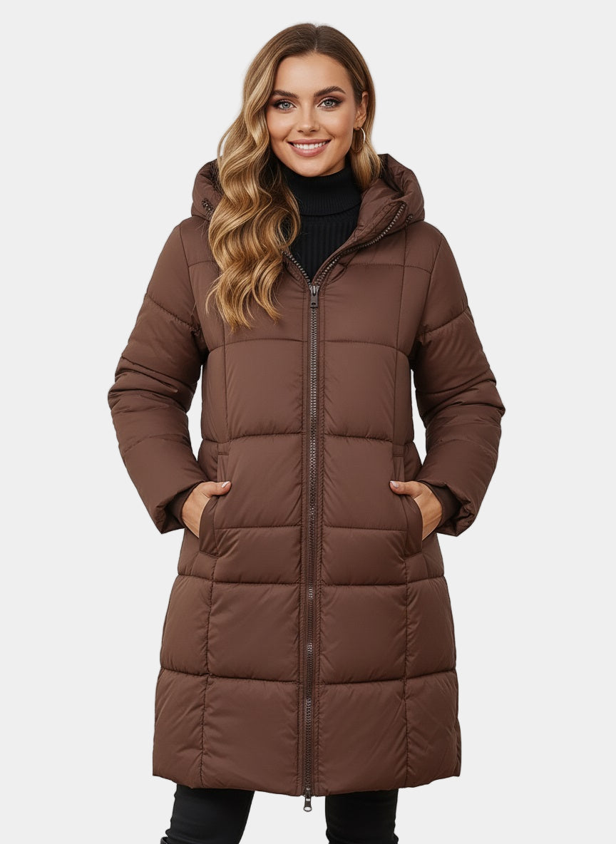 MurphyMode| Hooded Puffer Coat Women Padded Winter Long Quilted