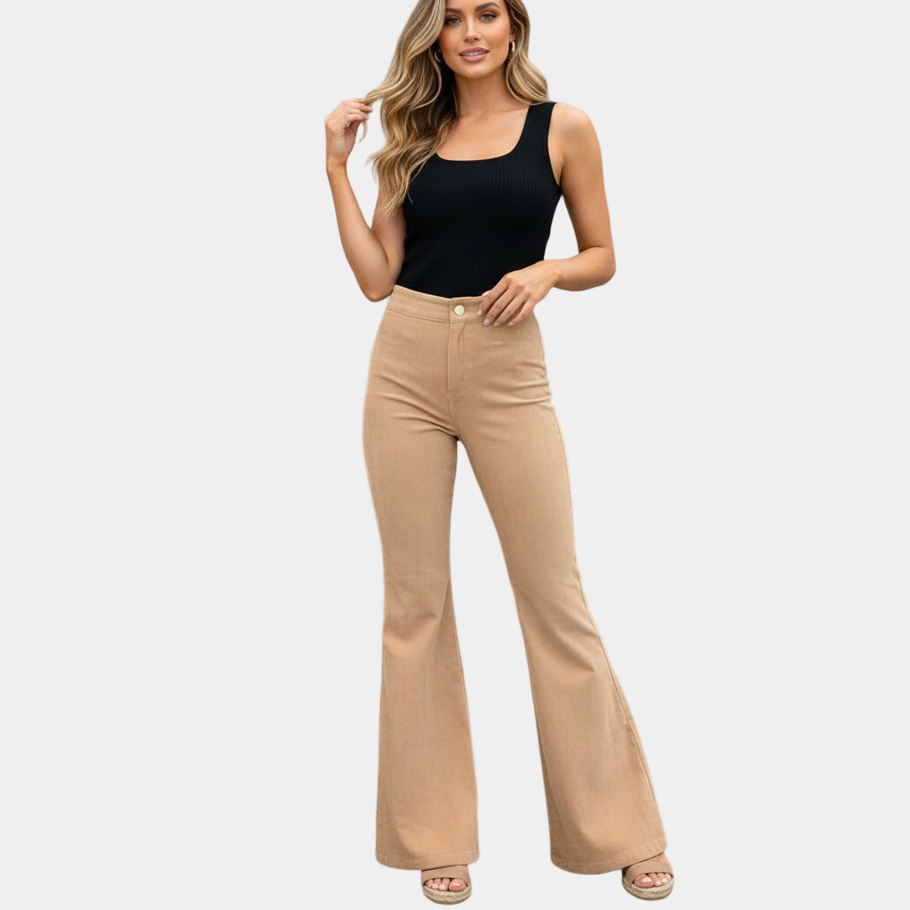 Murphy Mode | Women’s Mid-Waist Corduroy Bell-Bottom Pants
