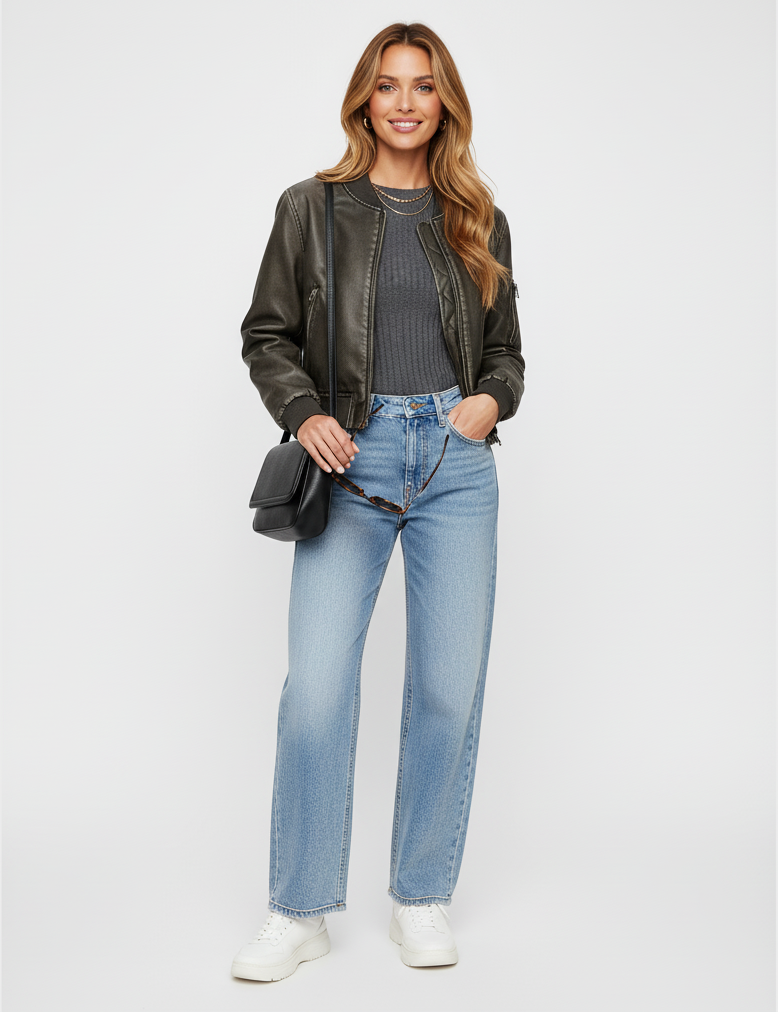 Murphy Mode | Women’s Stand Up Collar Leather Jacket