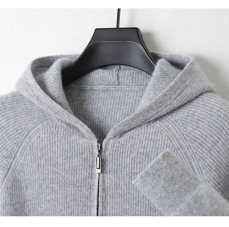 MurphyMode | Zip Up Cardigan Men Wool Shawl Collar Knit Full Zip