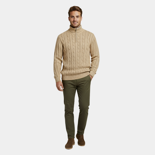 Murphy Mode | Men’s Turtle Neck Striped Cotton Sweater