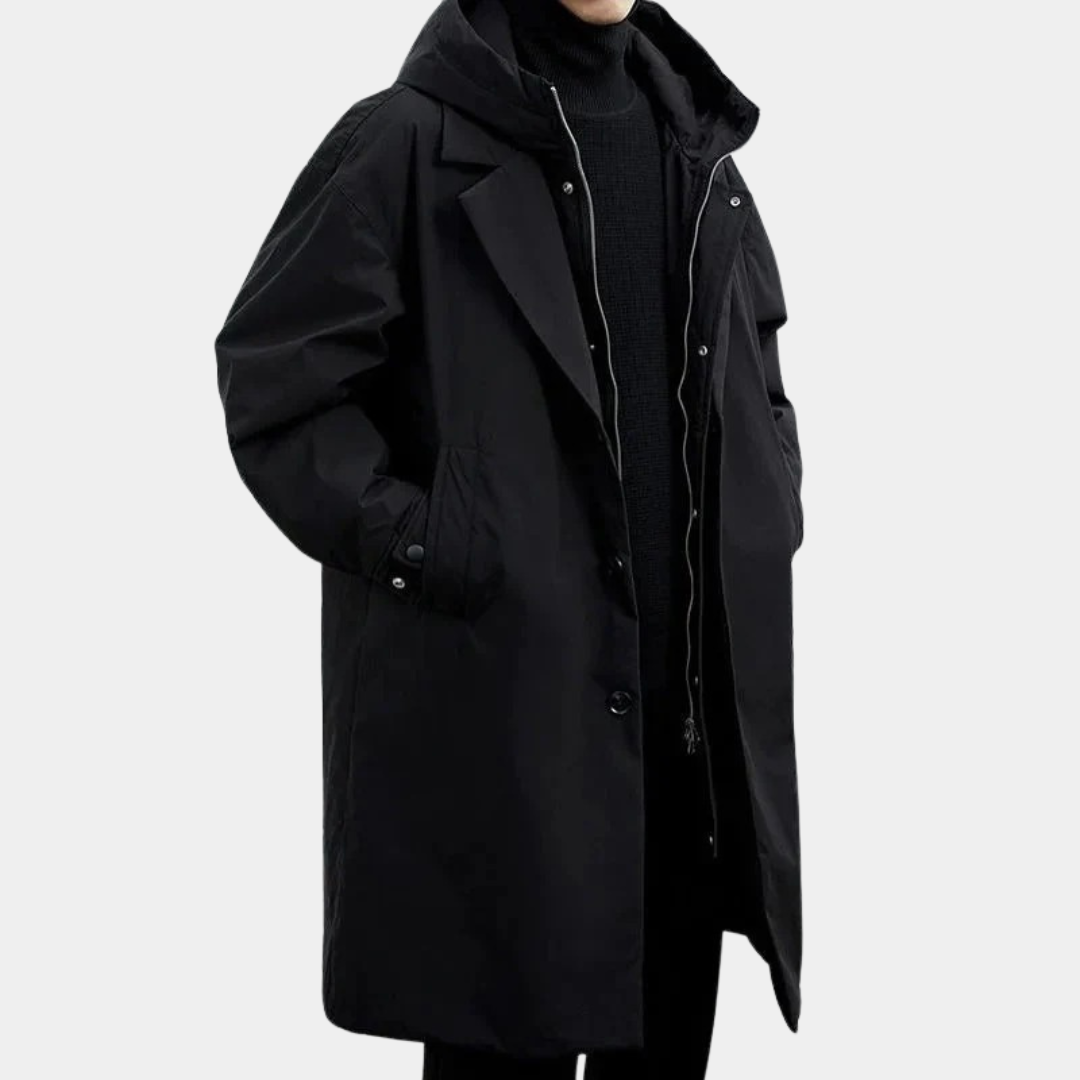 Murphy Mode | Men’s Mid-Length Hooded Trench Coat