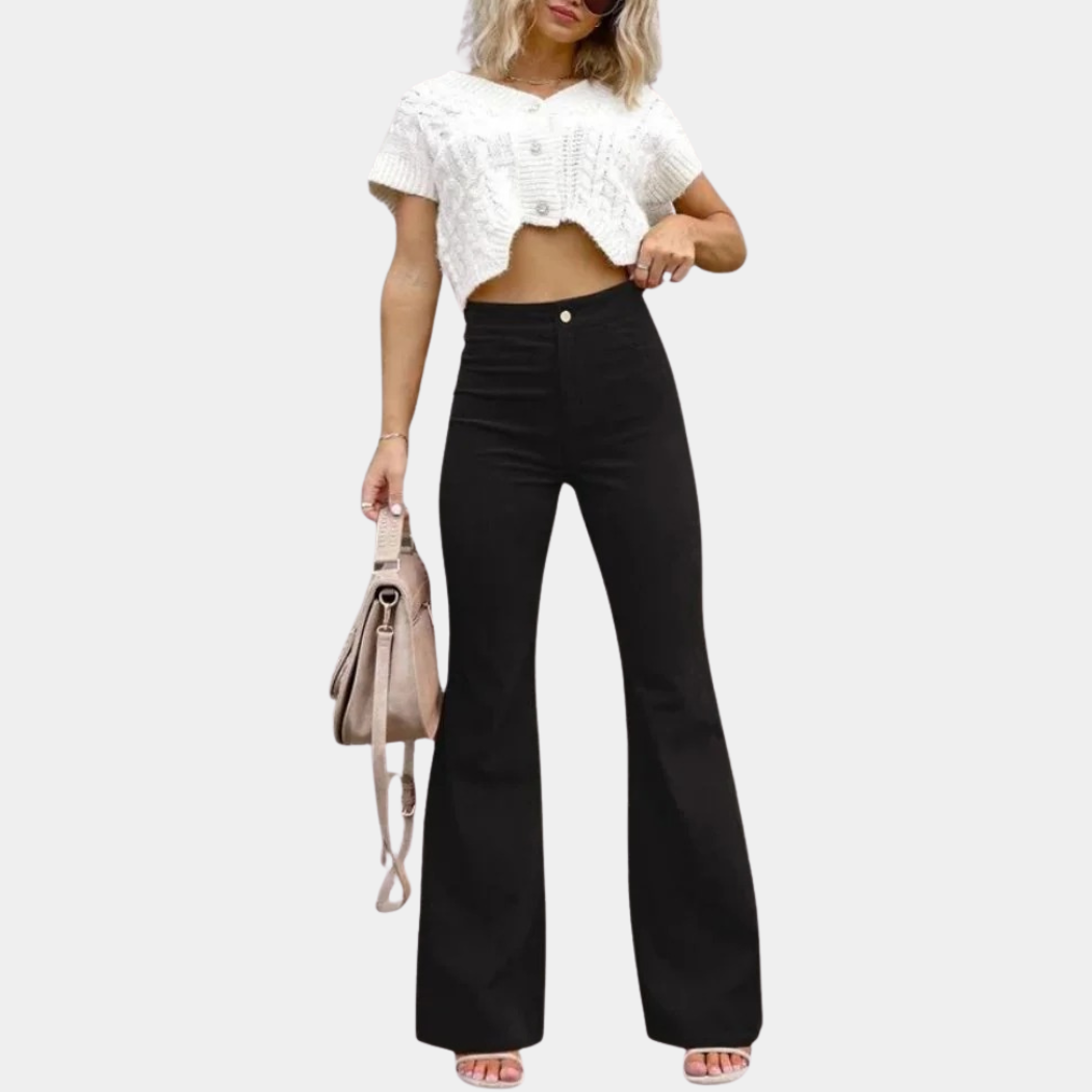 Murphy Mode | Women’s Mid-Waist Corduroy Bell-Bottom Pants