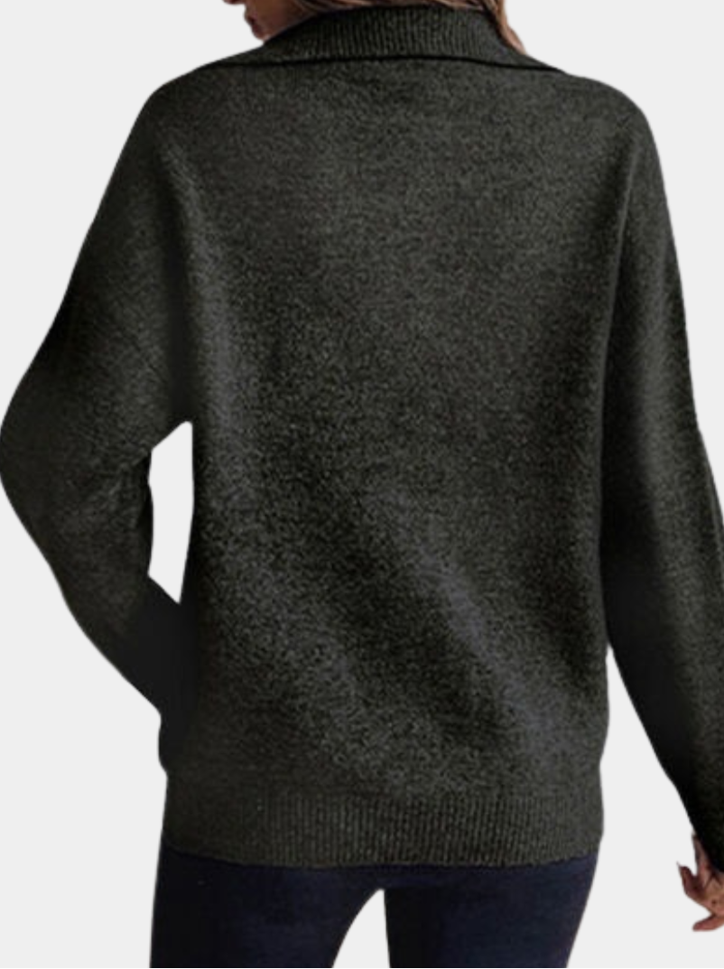 Murphy Mode | Women’s Lapel Long-Sleeved Sweater with Half Zipper