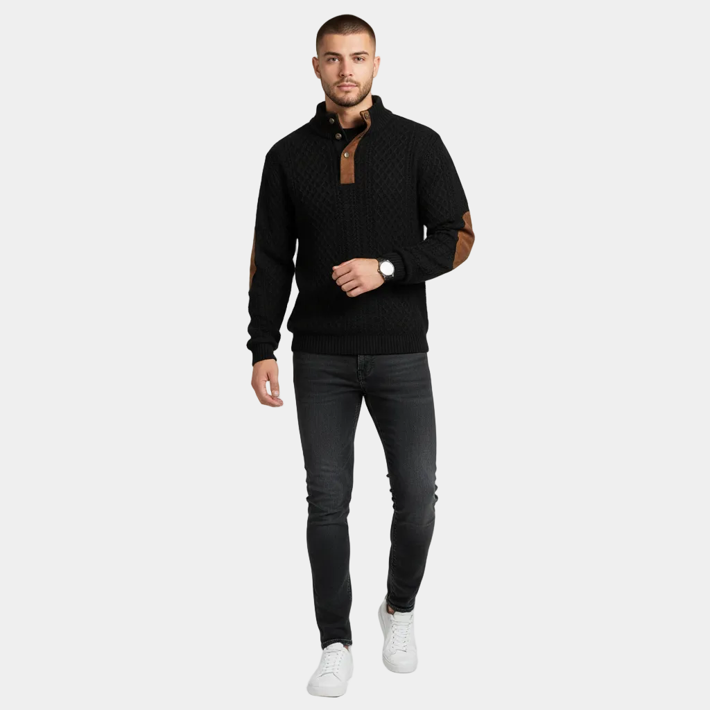 Men’s Stand Collar Jacquard Sweater