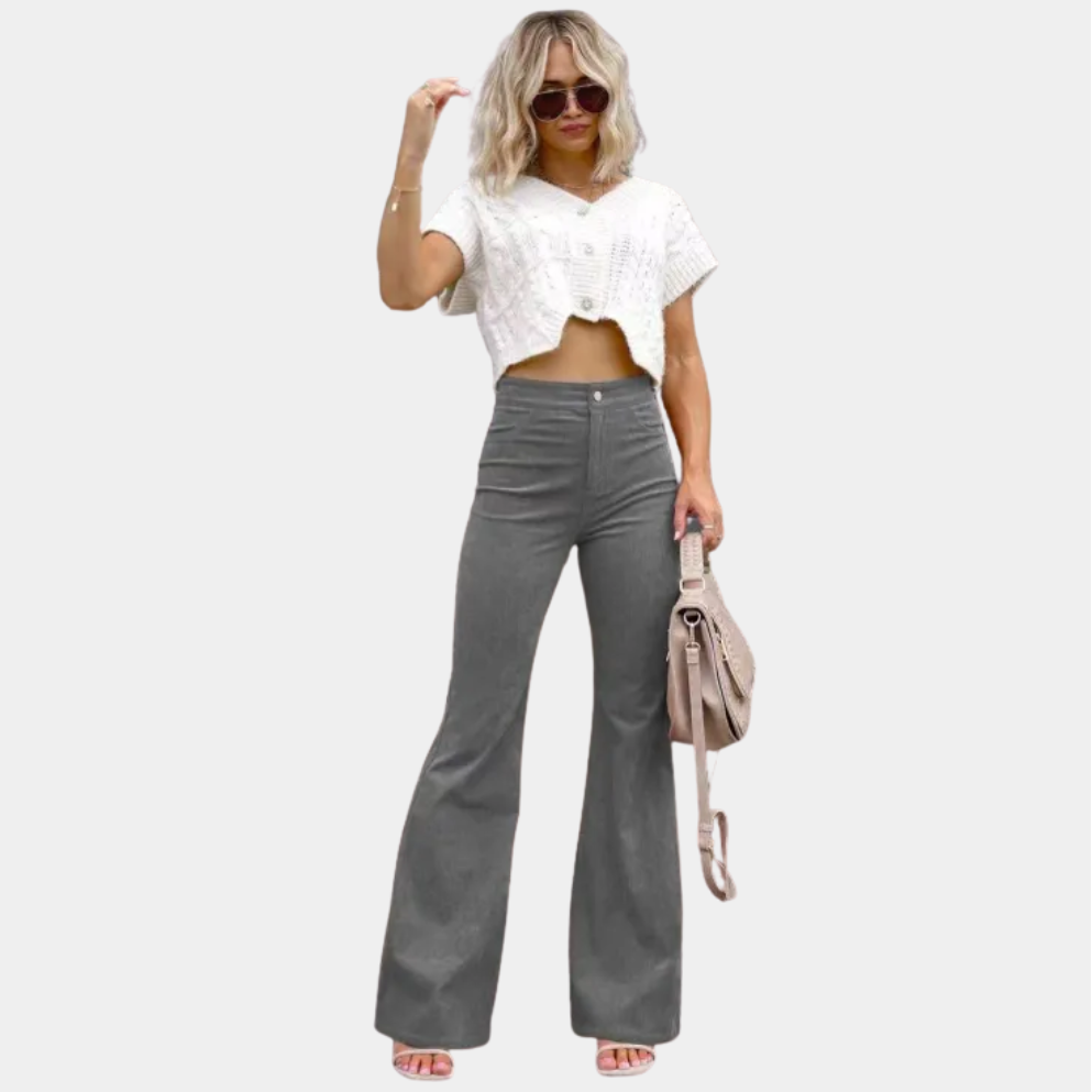 Murphy Mode | Women’s Mid-Waist Corduroy Bell-Bottom Pants