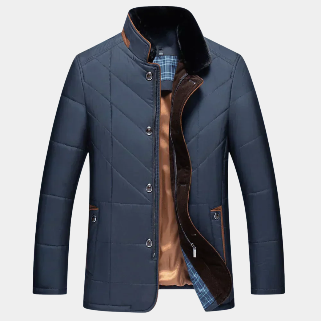 MurphyMode| Quilted Jacket Men Padded Winter Casual Lightweight Navy
