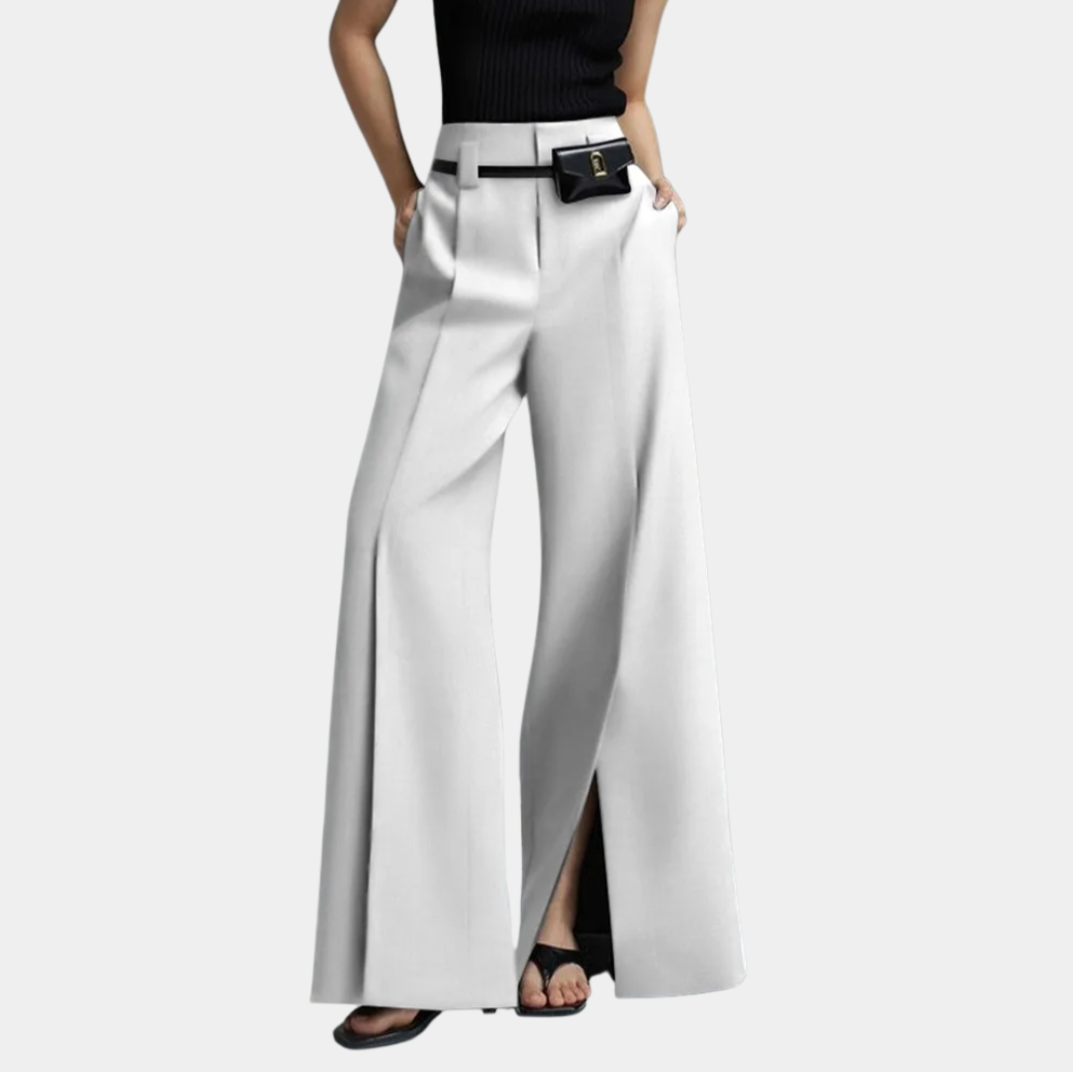 Murphy Mode | Fashion Casual Slit Solid Color Wide-Leg Suit Pants