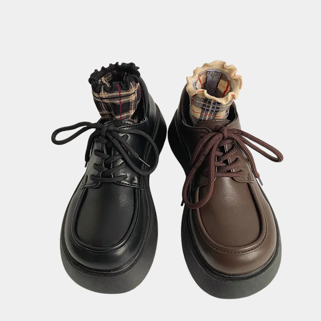 Murphy Mode | Women’s Leather Lace-Up Flats Shoes