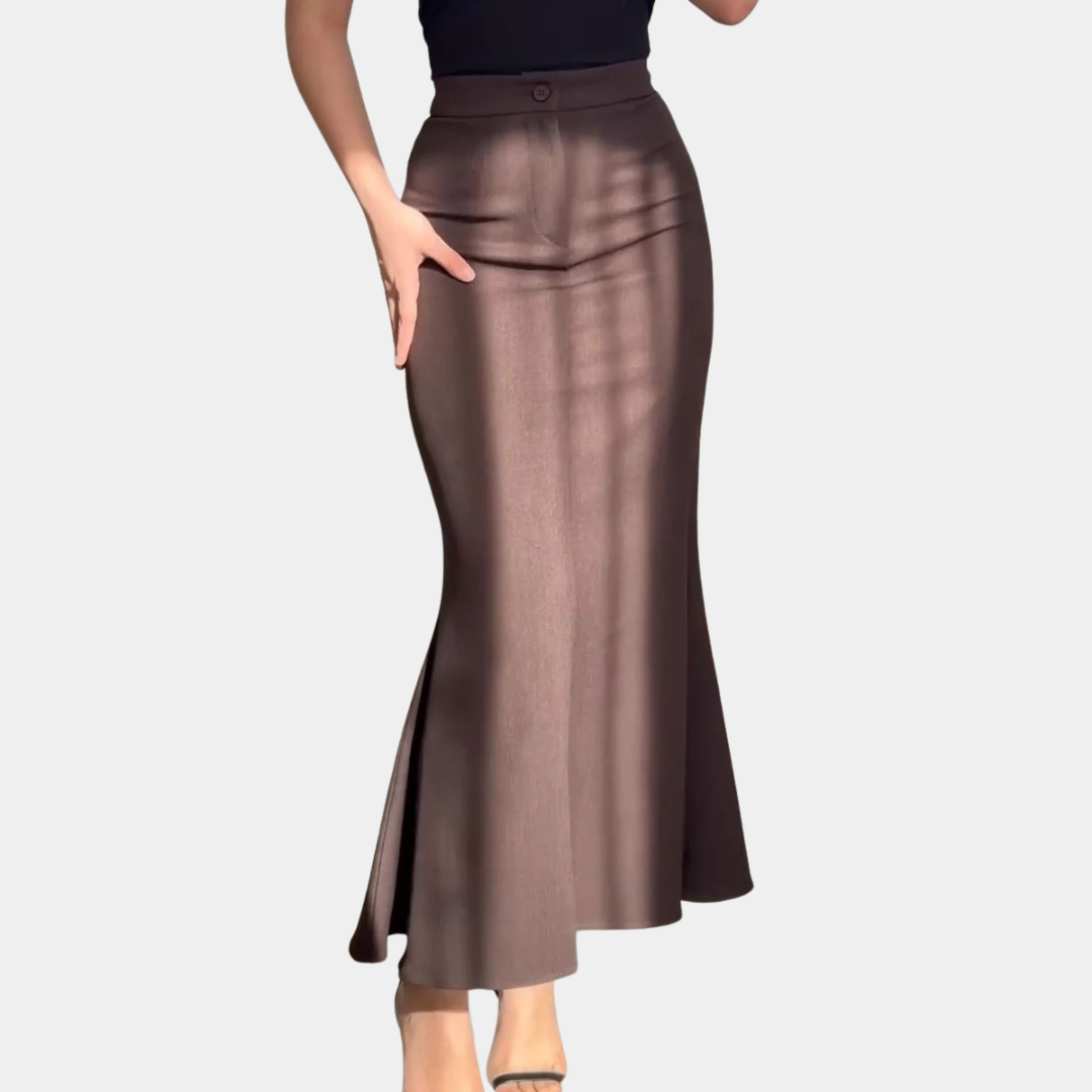 MurphyMode| Satin Midi Skirt Women Ruffle Champagne Elegant Dressy