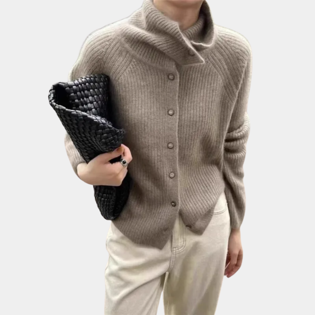 Murphy Mode | Women’s Wool Funnel Neck Knitted Cardigan