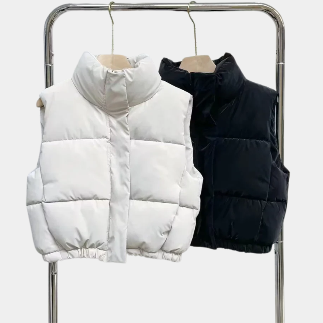 Murphy Mode | Women Zipper Vest Jacket with Stand Collar