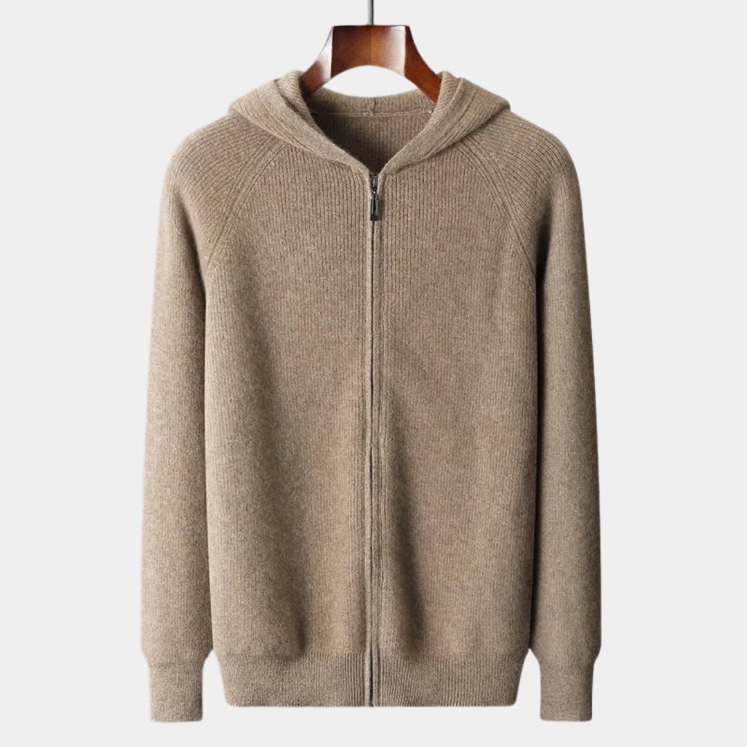 MurphyMode | Zip Up Cardigan Men Wool Shawl Collar Knit Full Zip