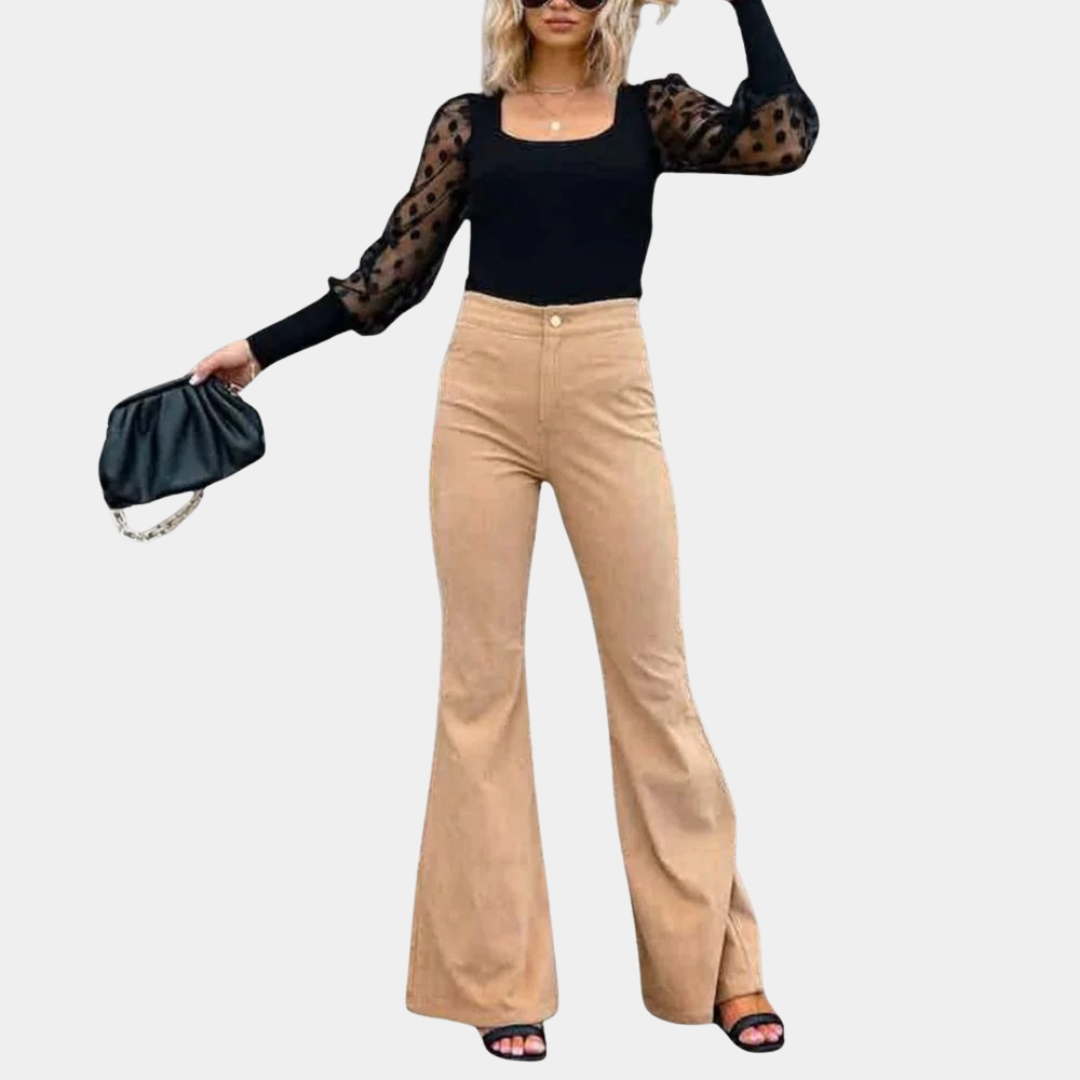 Murphy Mode | Women’s Mid-Waist Corduroy Bell-Bottom Pants