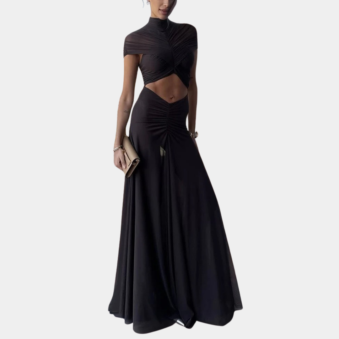 Murphy Mode | Halter Neck Pleated Maxi Dress for Women