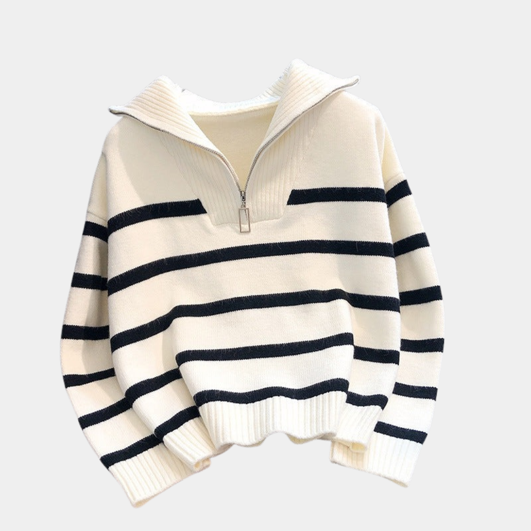 Murphy Mode | Women’s Zipper Striped Sweater