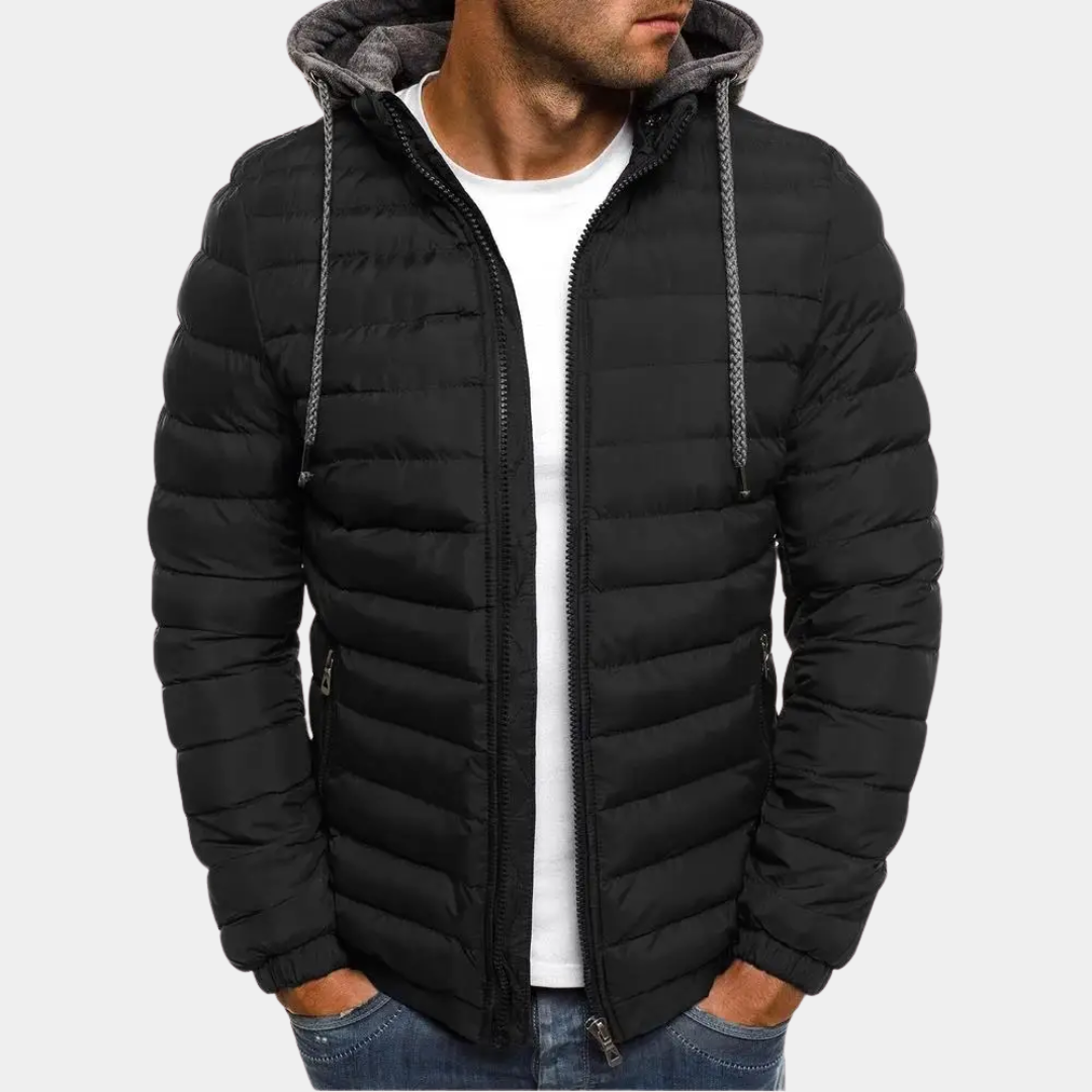 MurphyMode| Puffer Jacket Men Quilted Hooded Lightweight Padded