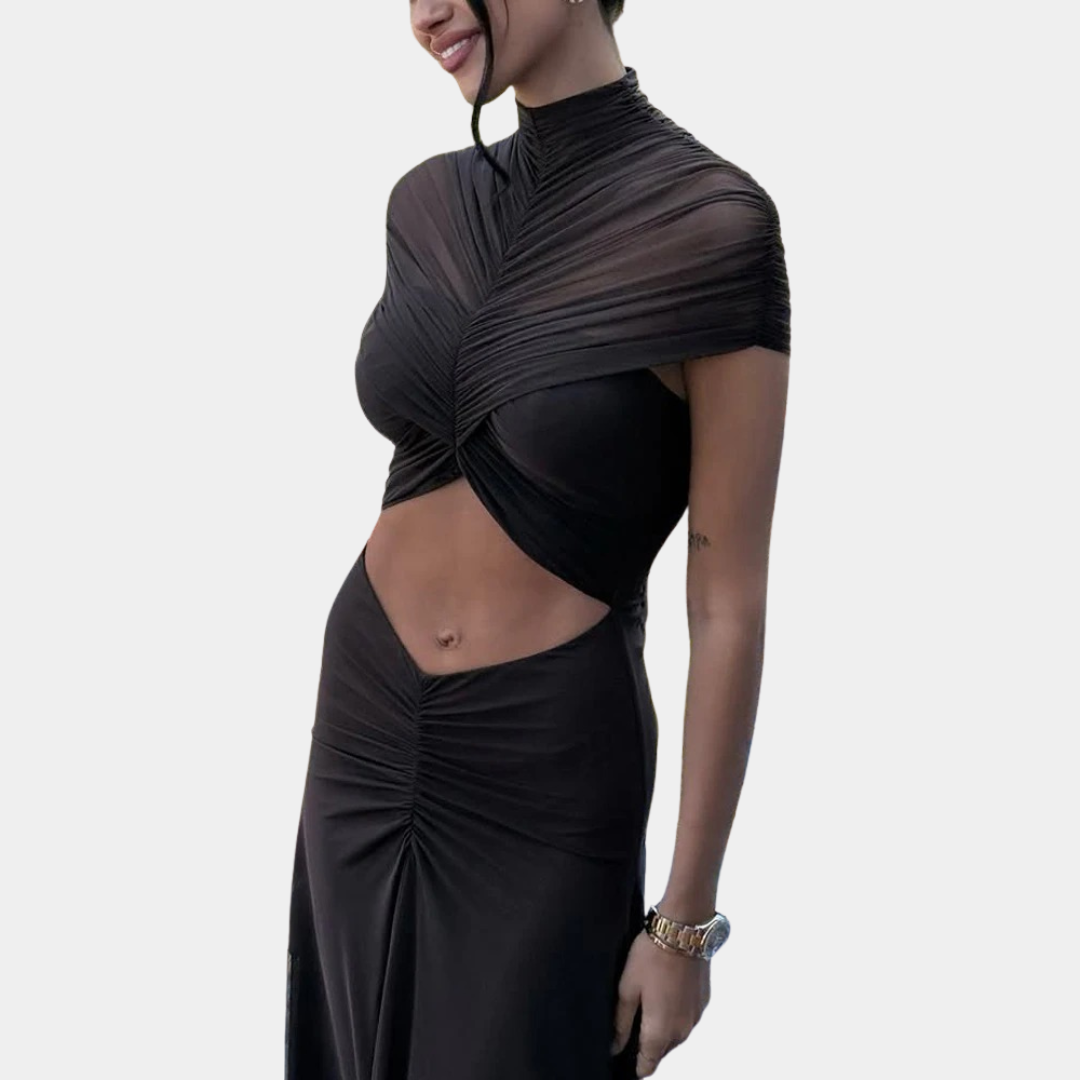 Murphy Mode | Women’s Half Turtleneck Cut-Out Evening Dress