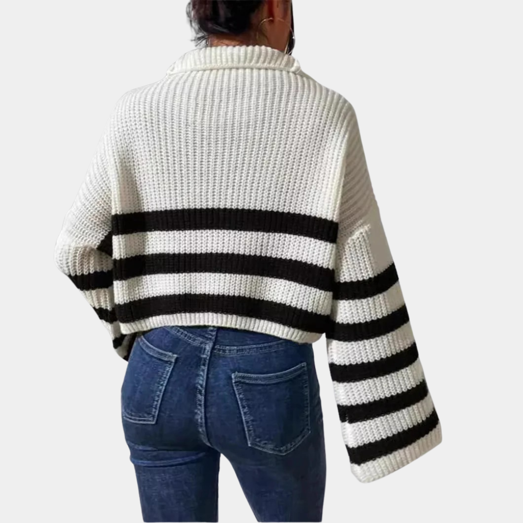 Murphy Mode | Women’s Stripe Stand Collar Knitted Sweater