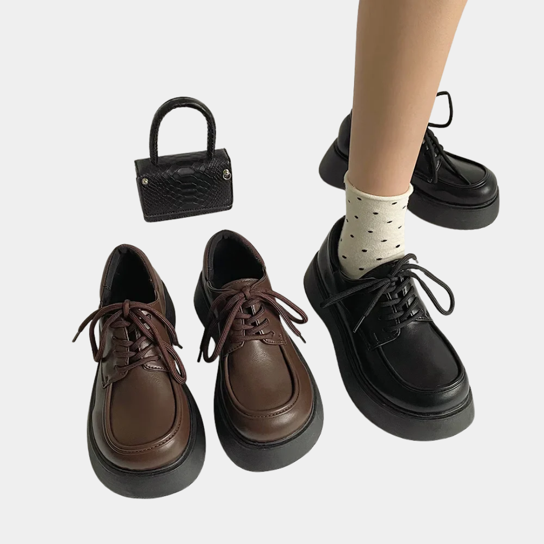 Murphy Mode | Women’s Leather Lace-Up Flats Shoes