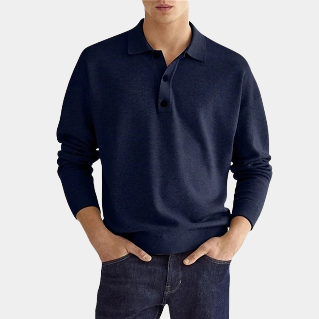 Murphy Mode | Men’s Long Sleeve V-Neck Polo Shirt