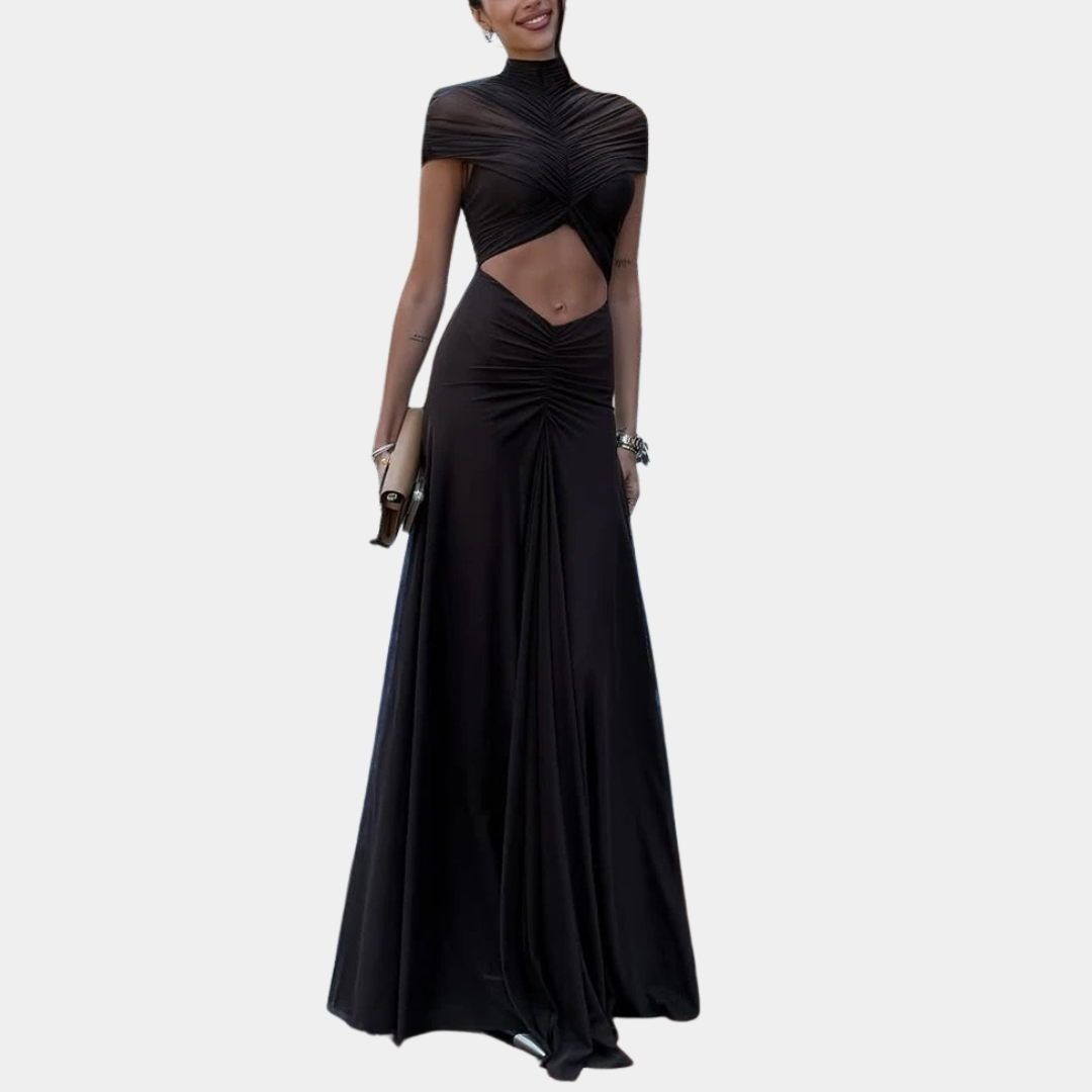 Murphy Mode | Women’s Half Turtleneck Cut-Out Evening Dress