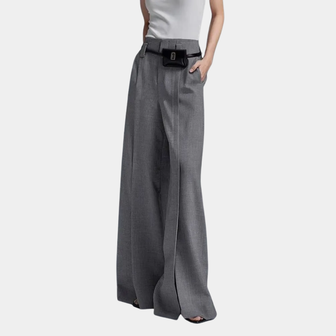 Murphy Mode | Fashion Casual Slit Solid Color Wide-Leg Suit Pants