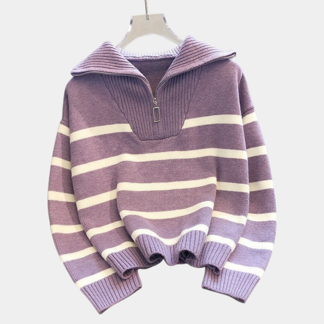 Murphy Mode | Women’s Zipper Striped Sweater