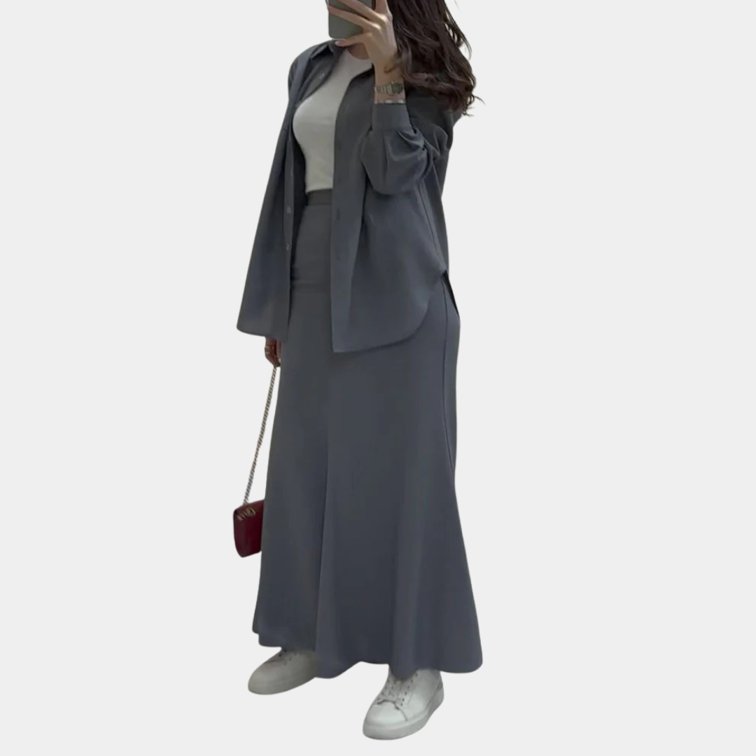 Murphy Mode | Women’s Long-Sleeve Shirt & High-Waist Skirt Set