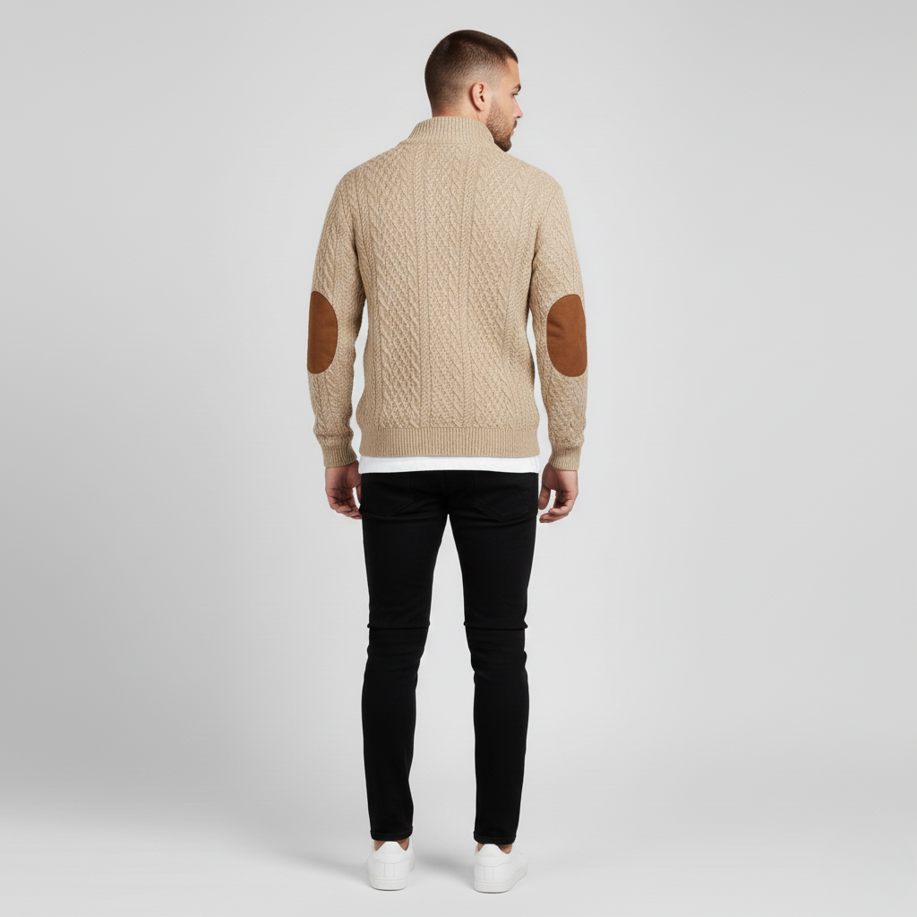 Men’s Stand Collar Jacquard Sweater