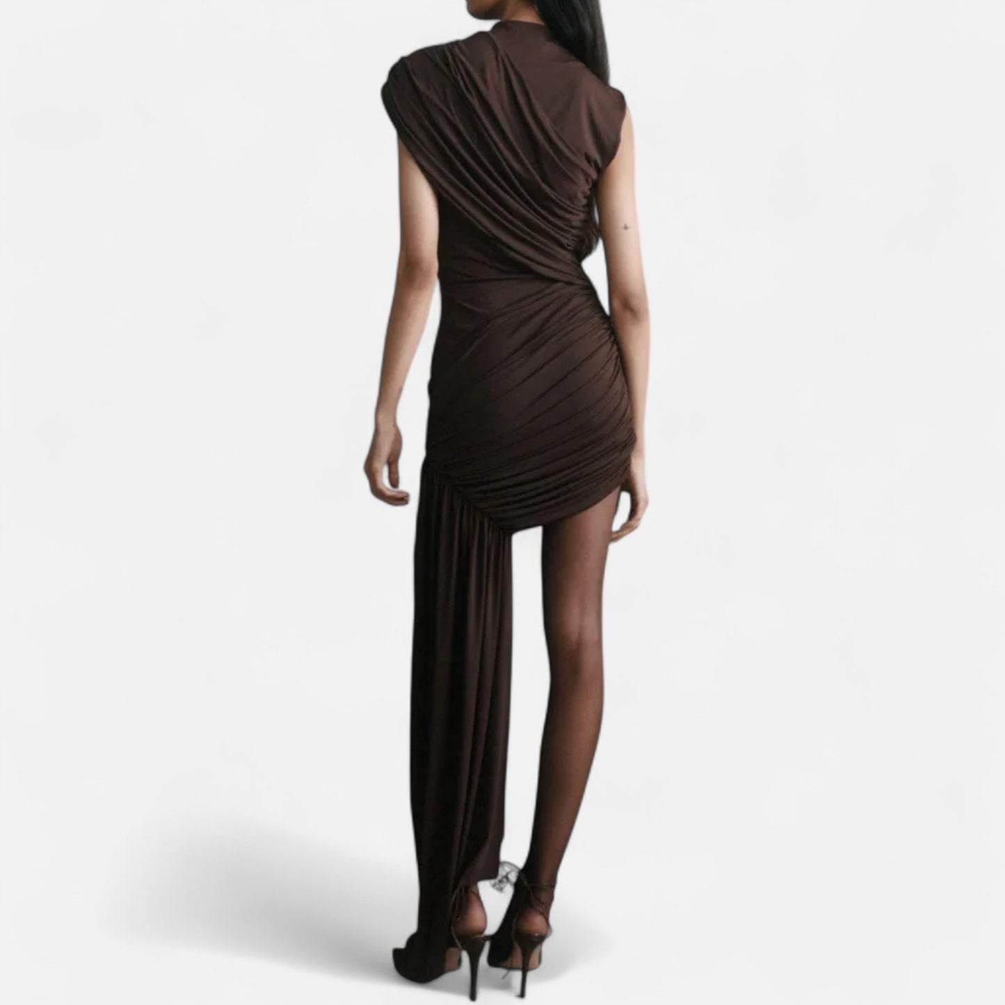 Murphy Mode | Women's Draped Mini Dress Turtleneck Sleeveless