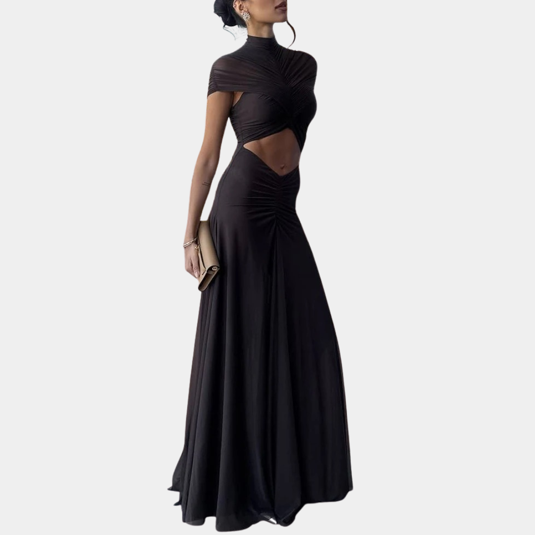 Murphy Mode | Women’s Half Turtleneck Cut-Out Evening Dress