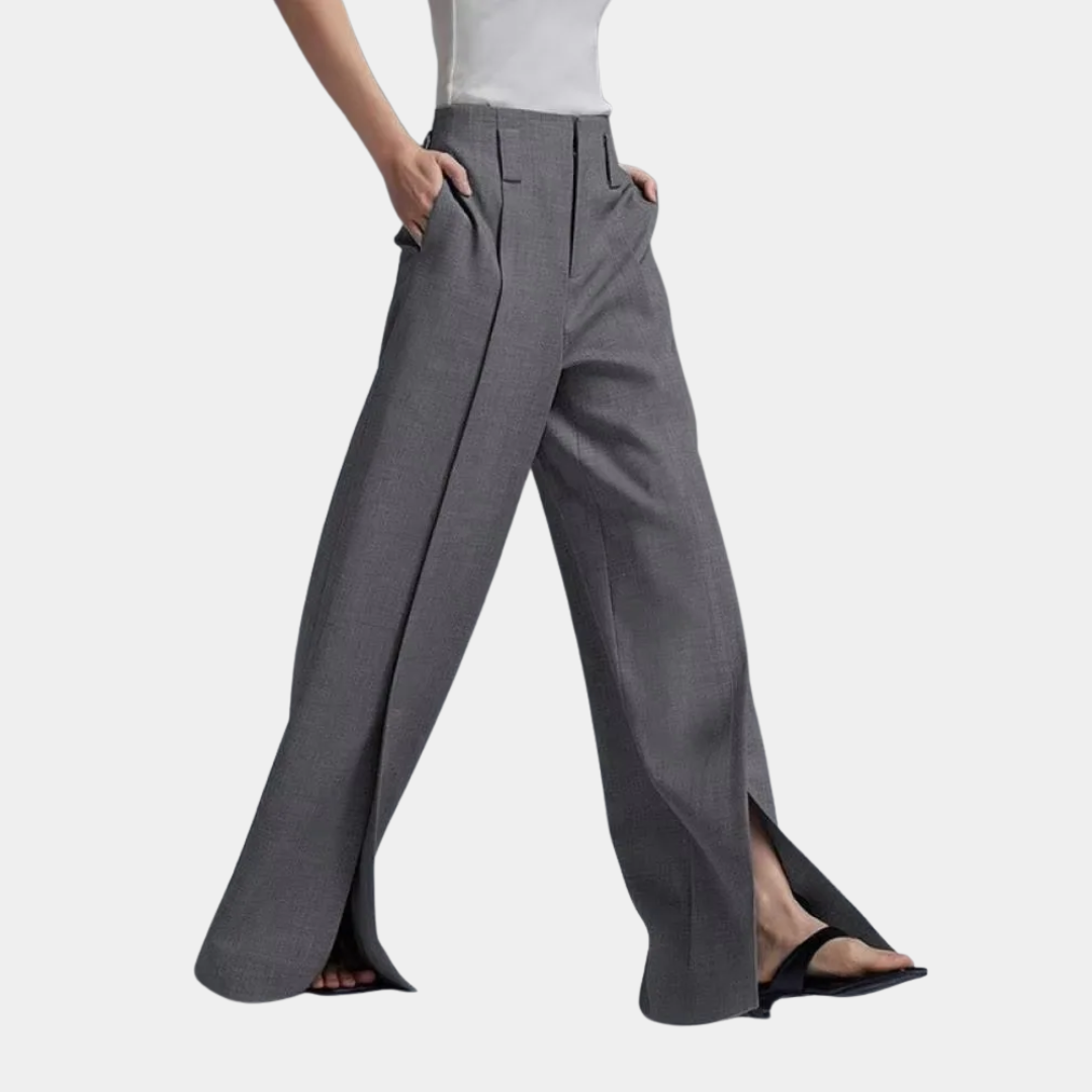 Murphy Mode | Fashion Casual Slit Solid Color Wide-Leg Suit Pants