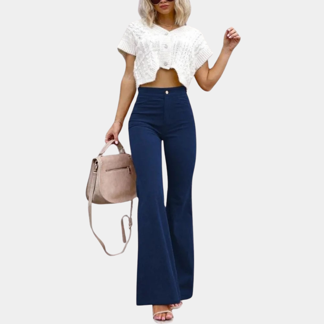 Murphy Mode | Women’s Mid-Waist Corduroy Bell-Bottom Pants