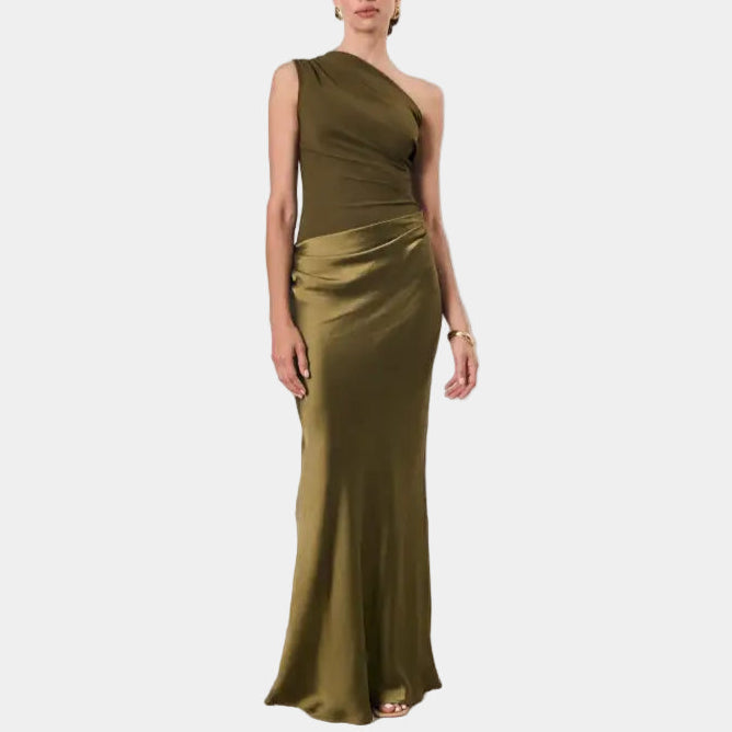 Murphy Mode | One Shoulder Satin Maxi Dress for Women