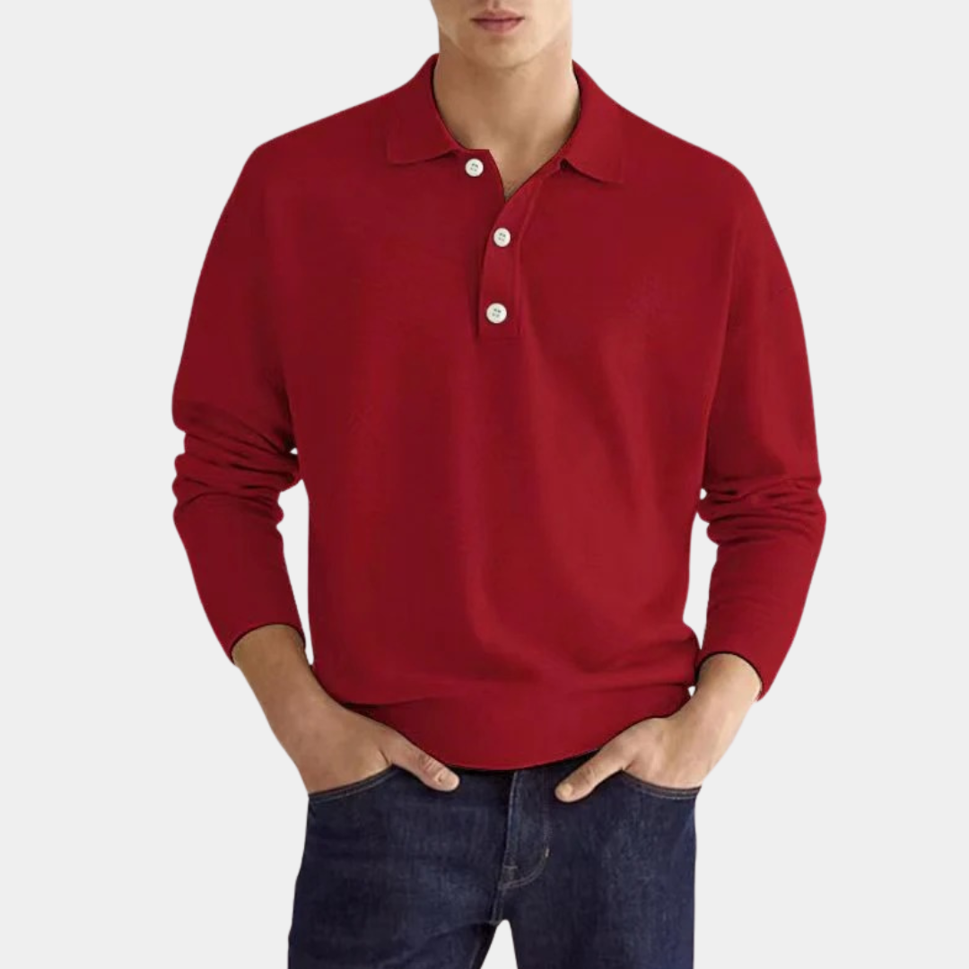 Murphy Mode | Men’s Long Sleeve V-Neck Polo Shirt